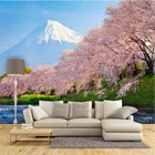 Настенная бумага на заказ с изображением цветущей вишни, горы Фудзи, 3D обои для фона в японском ресторане, ресторане, суши, ресторане, изакае, гостинице, настенная бумага