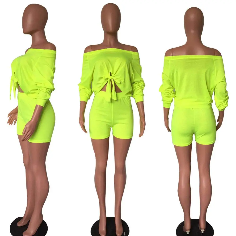 Комплект спортивной одежды HAOYUAN Женский неоновый пикантный комплект из двух