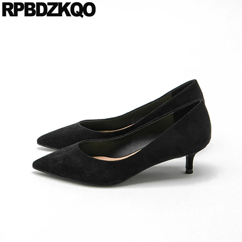 

Wine Red Medium Heels Plus Size Pumps 2021 Italian Suede Stiletto Pointed Toe Slip On Office Shoes Women Scarpin Thin Designer
