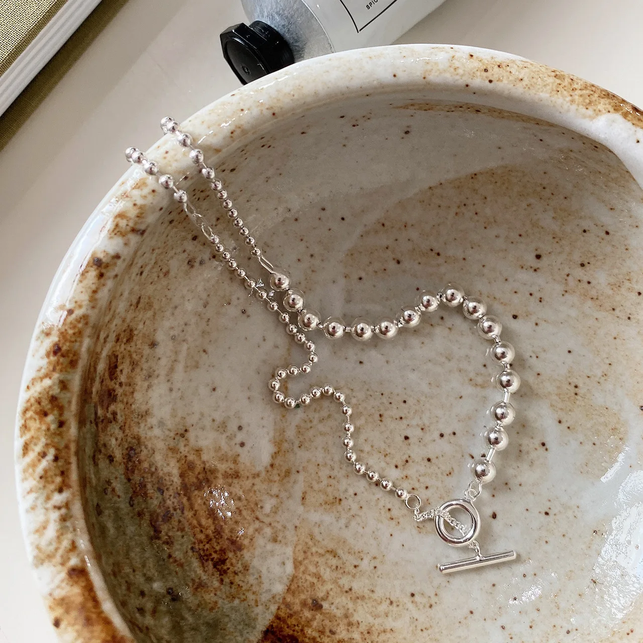 Ожерелье из серебра 2020 пробы в Корейском стиле ожерелье 925 украшенное бисером для