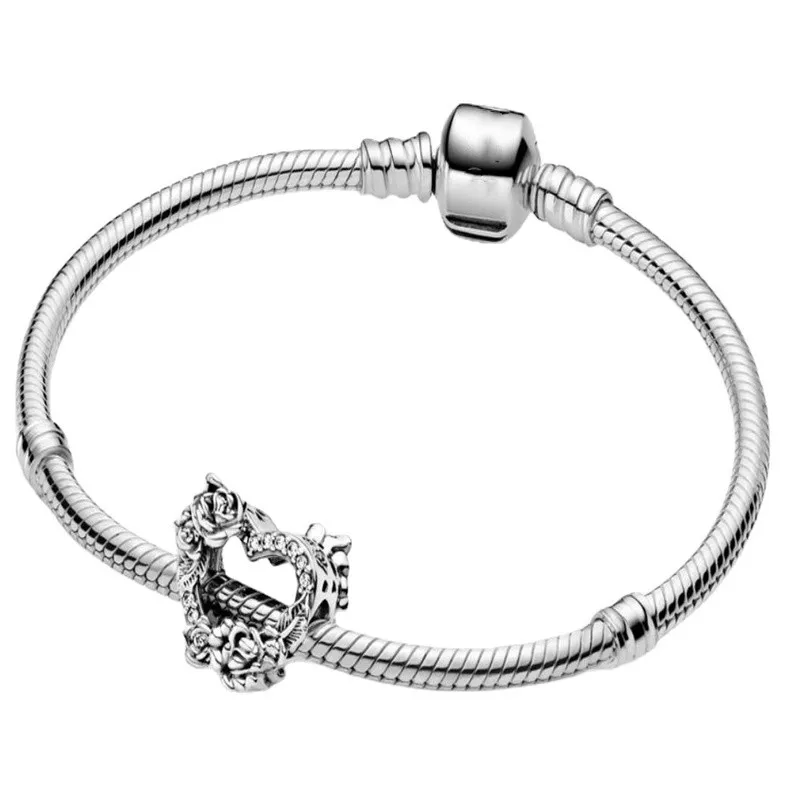 

2021New S925 Sterling Silver Love Heart and Rose Beads Fit Original 3mm Bracelet&Bangle Making Fashion DIY Jewelry For Women