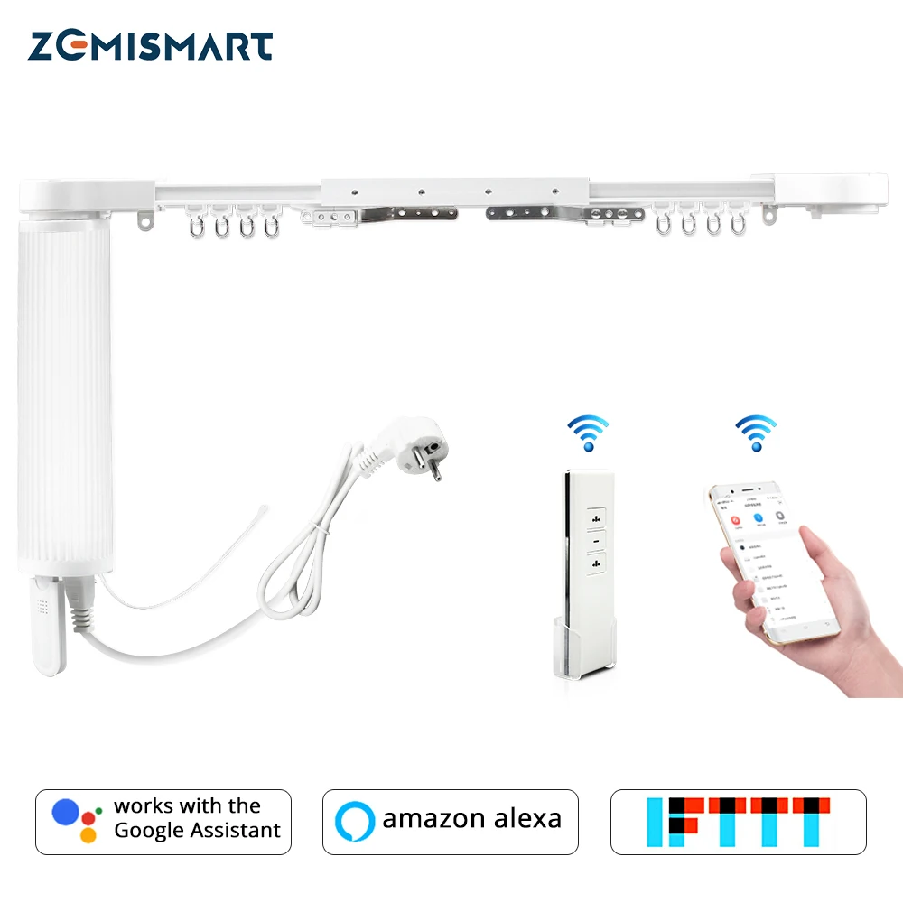 Электрический мотор-занавес Zemismart с треком, Alexa Echo, Google Home Control через tuya App Таймер Broadlink RF433