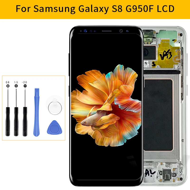 

AAA Super AMOLED LCD Display For Samsung Galaxy S8 G950F Touch Screen Digitizer Assembly With Frame Replacement