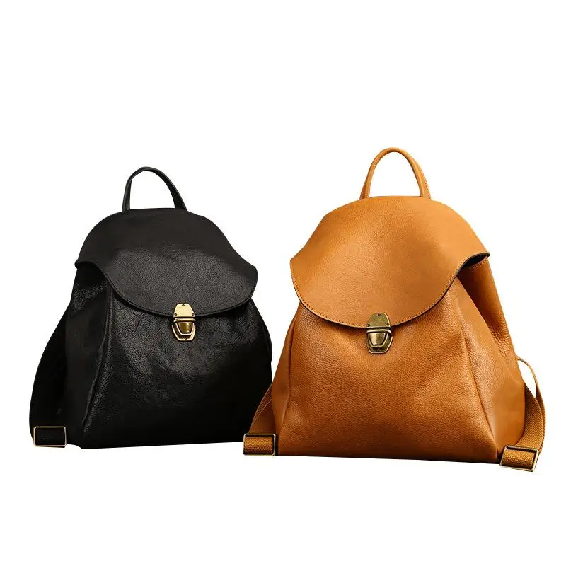 

Retro First Layer Cow Leather Backpack 2021 New Designer Luxury Women Travel Bag Large Capacity Fashion Female Bagpack