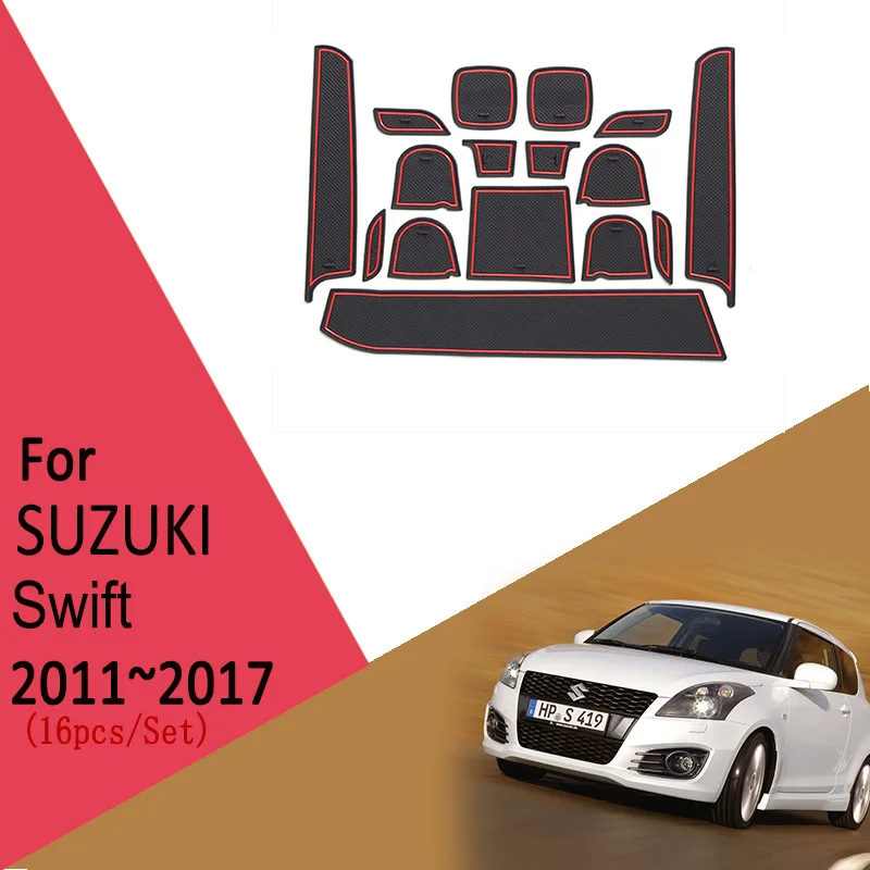 

Anti-Slip Gate Slot Cup Mat for Suzuki Swift Maruti DZire Sport ZC72S ZC82S ZC32S 2011~2017 Rubber Coaster Car Door Accessories