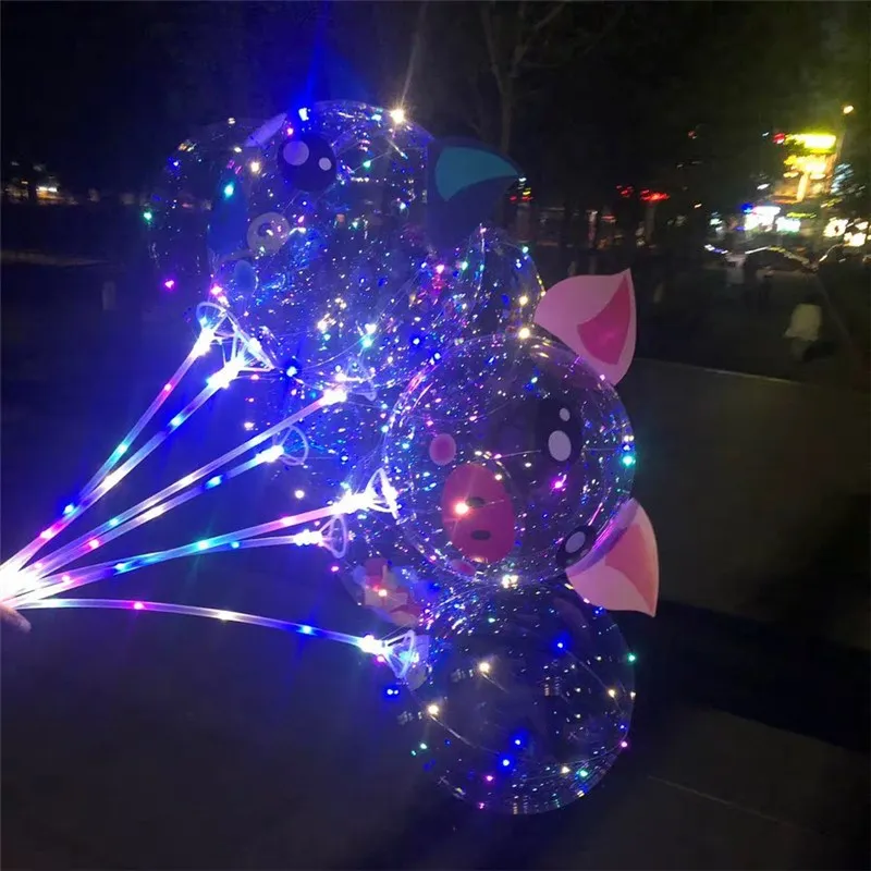 Цветные светодиодные воздушные шары прозрачные с гелием ручной палочки детская