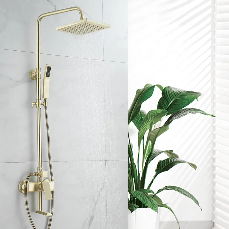 Роскошный Золотой дождевой смеситель для душа в ванную набор Настенный Круглый