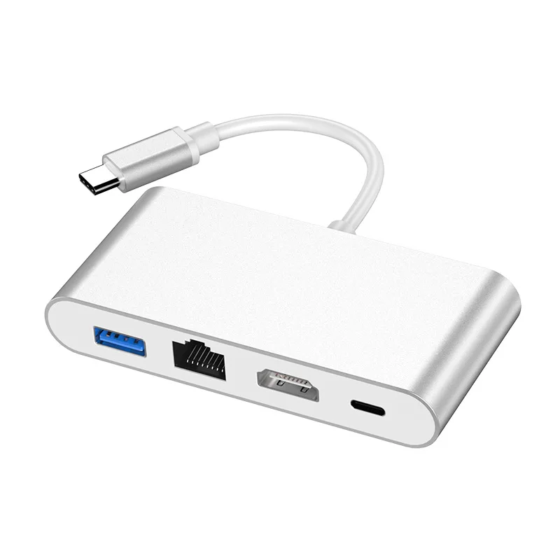 Переходник type c на hdmi RJ45 PD 4 в 1 USB C HDMI rj45 gigabit Ethernet порт быстрая зарядка|Адаптеры Type-C|
