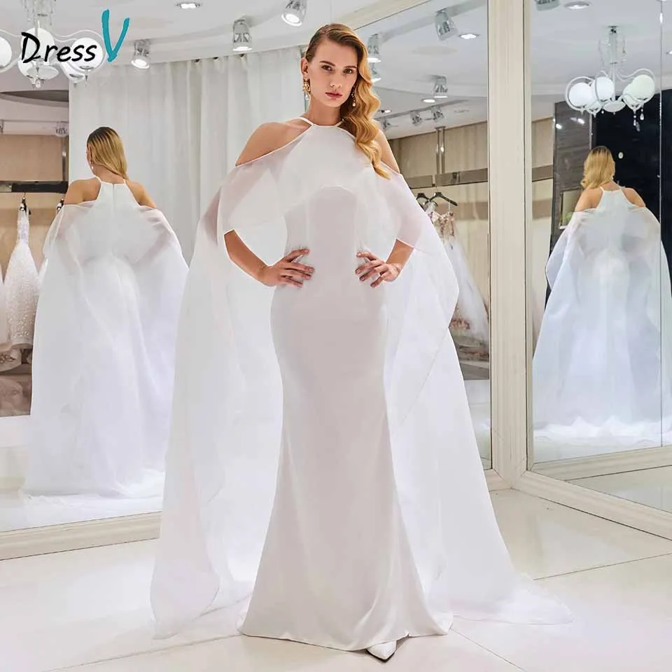 Dressv Элегантное свадебное платье с лямкой на шее, без рукавов, Русалка, на молнии, длина до пола, свадебные платья для улицы и церкви