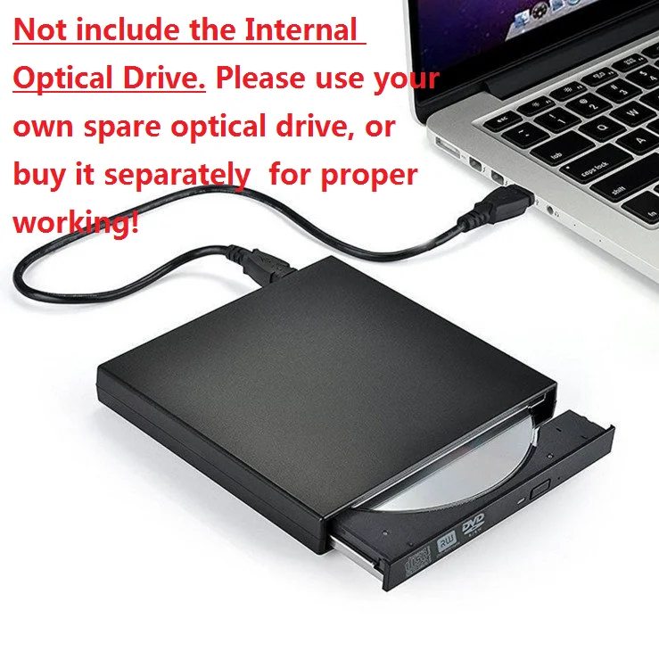 NIGUDEYANG Slim External USB 2.0 Enclosure Case Caddy Adapter for Laptop CD/DVD Optical Drive 12.7mm IDE Tray-load DVD ODD | Компьютеры и