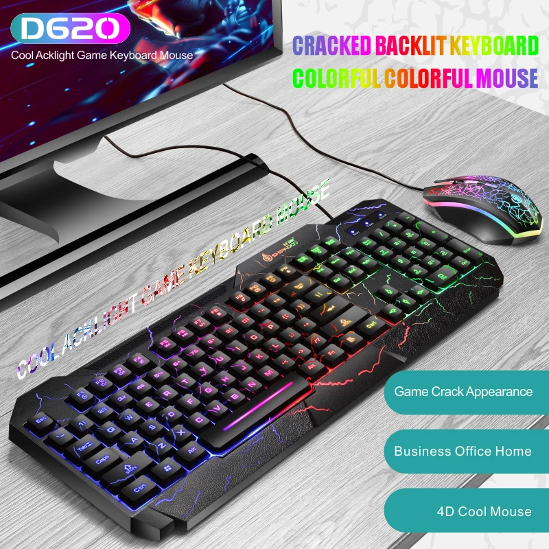 

USB Wired Keyboard and Mouse Combos for Laptop Desktop Backlit Keyboard and Mouse Sets Esports Teclado Gamers Game Accessories