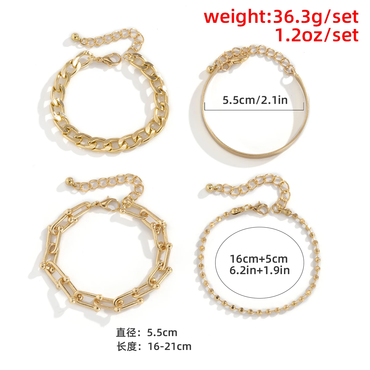

Punk Solid U-shaped Chain Couple Bracelet for Women Vintage Cuban Link Adjustable Bangle Bracelets Femme Pulseras Wholesale