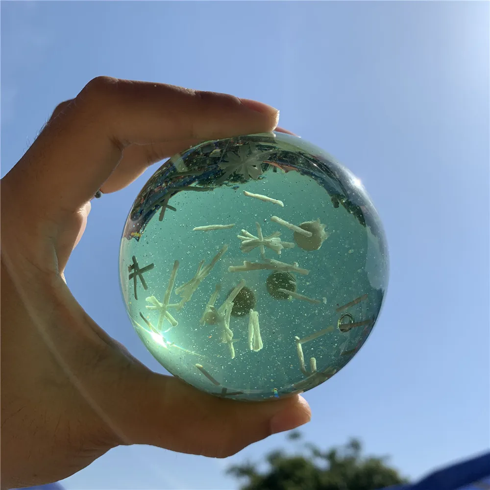1 шт. 60 70 мм Красивый зеленый фейерверк стеклянный шар фотоэлемент для украшения