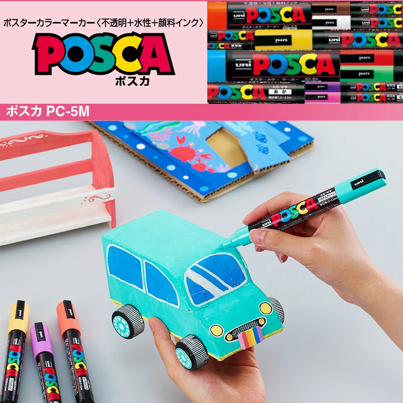 Uni Posca PC-1M/3M/5M Paint Marker Writing Advertisement Pen No Fading 21/24 all Colors 0.7mm/0.9mm~1.3mm/1.8mm~2.5mm