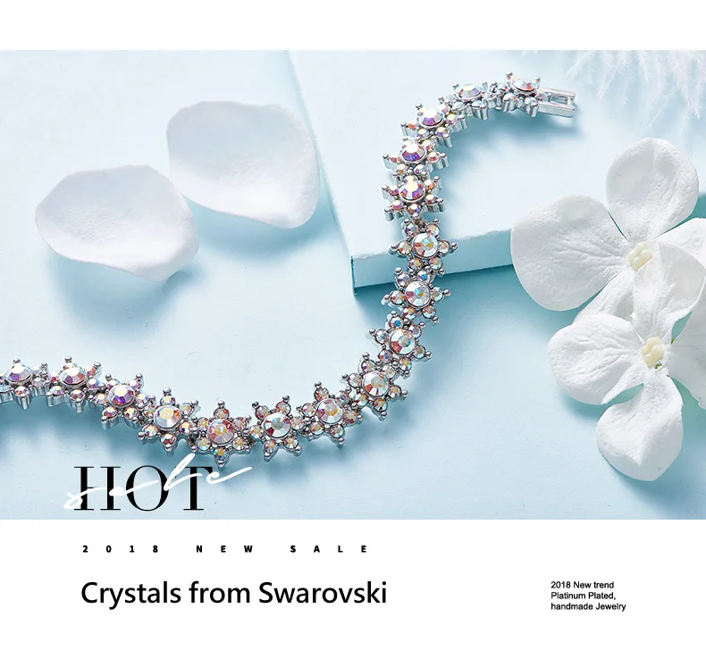 Cdyle, украшенные кристаллами Swarovski, браслеты, шарм, австрийские кристаллы, цветок, браслеты, Модные женские ювелирные изделия, лучшие подарки