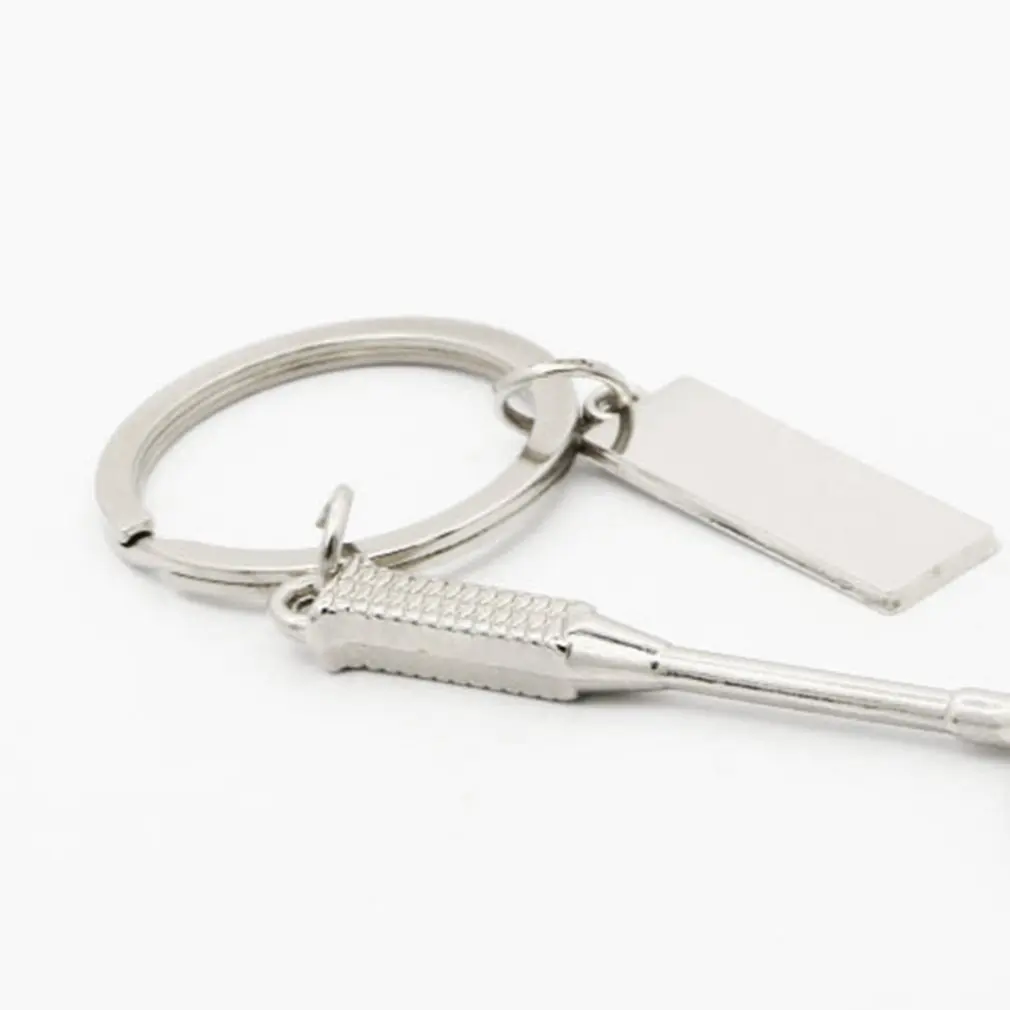 Креативный металлический брелок мини Спортивная ракетка для бадминтона Декор