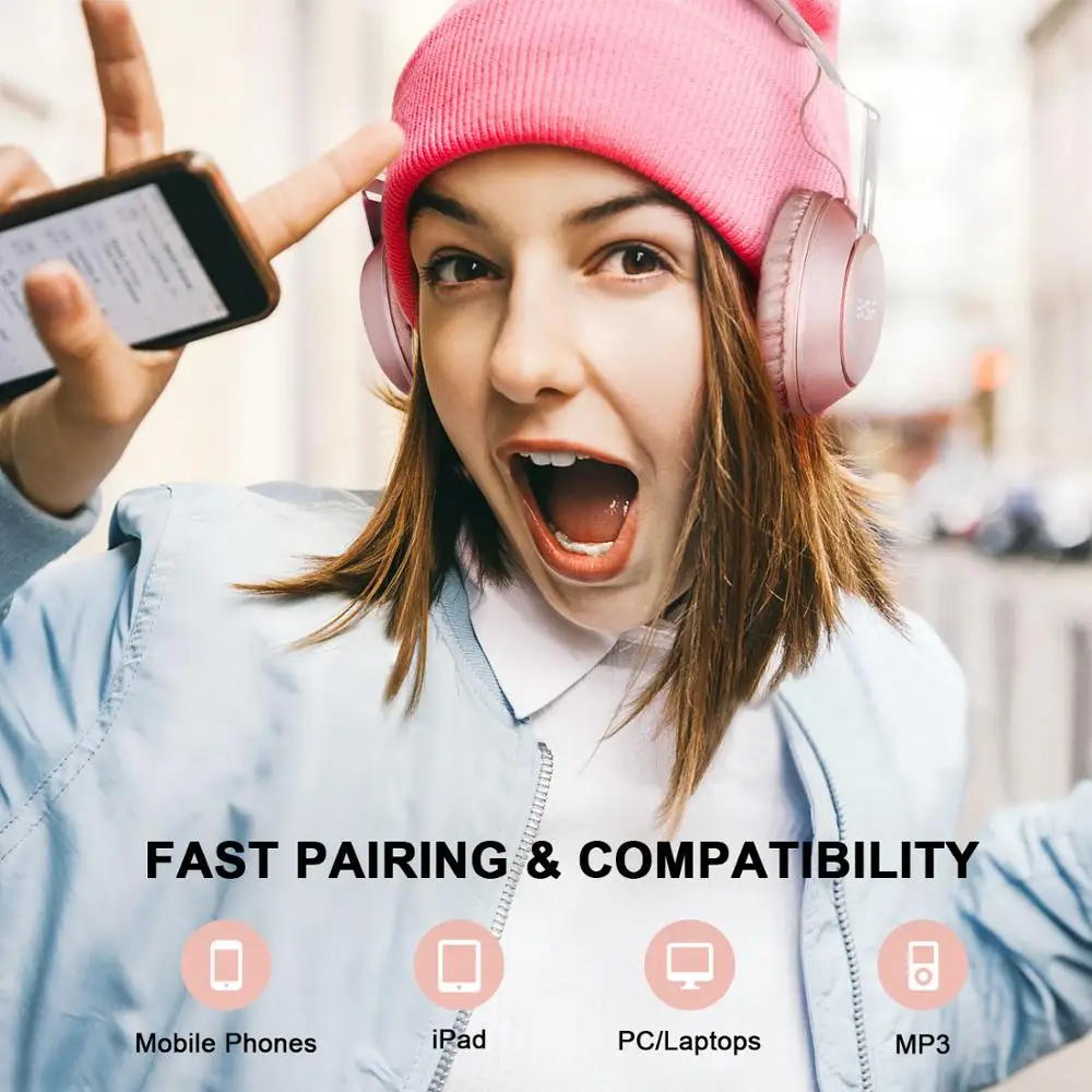 EKSA E100 розовые беспроводные наушники Bluetooth 5 0 с микрофоном встроенная