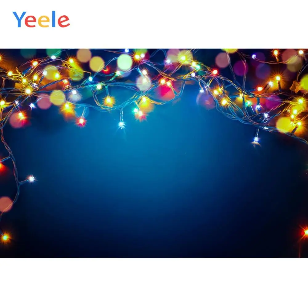 

Yeele Christmas Photocall Decor Lights Blue Wall Photography Backdrops Personalized Photographic Backgrounds For Photo Studio