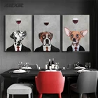 Модные картины животных красное вино такса, чихуахуа далматинский постер крутая Собака Холст Картина Бар гостиная стены Искусство Декор