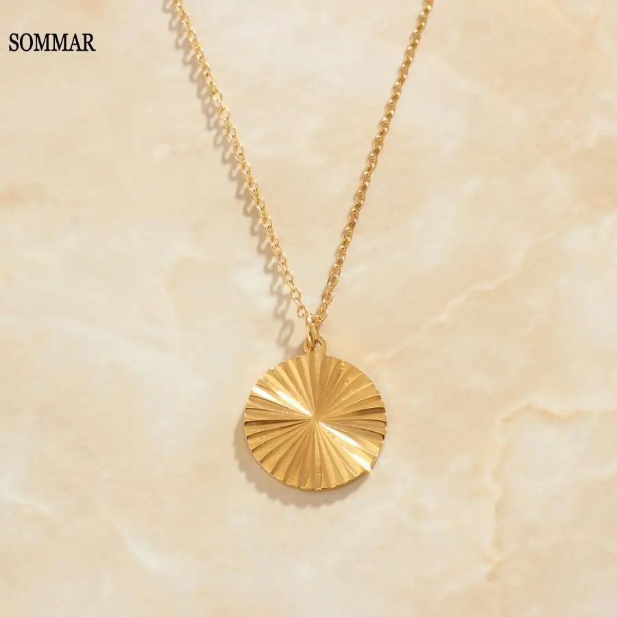 

SOMMAR Hot Gift Gold color necklaces & pendants for female Gear wheel maxi necklace Prom Accessories