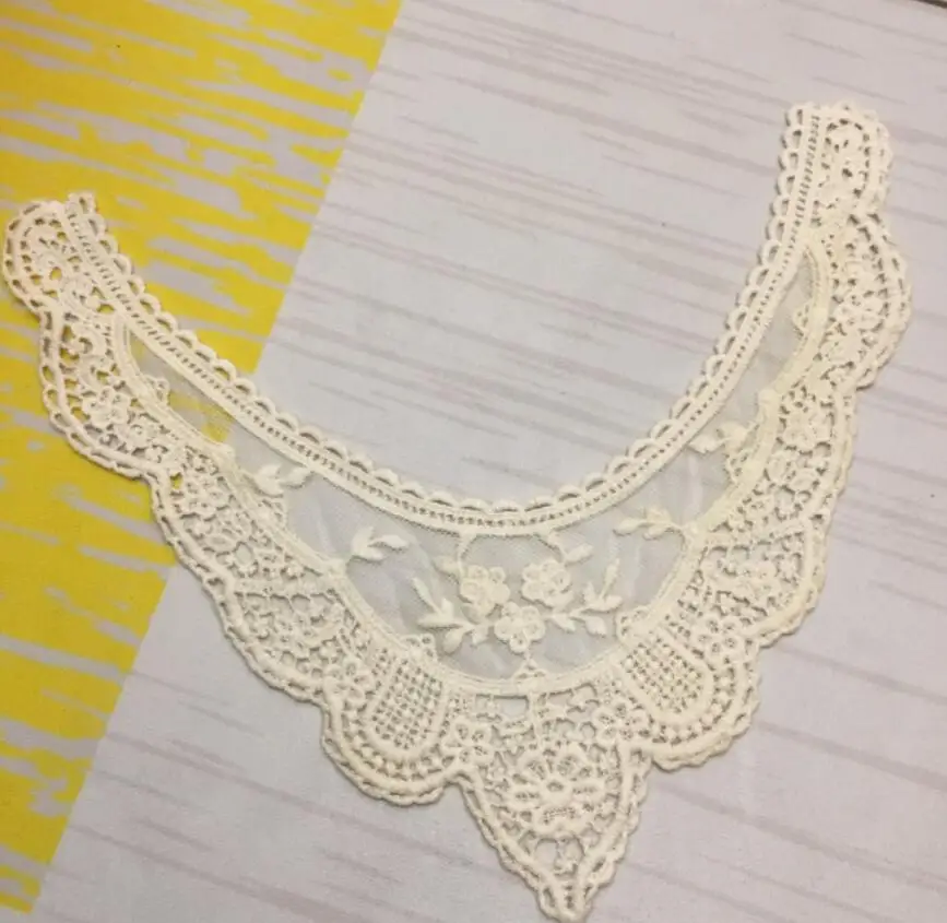 1 шт. 32*29 см 100% хлопок бежевый вышитый кружевной воротник декольте Венеция