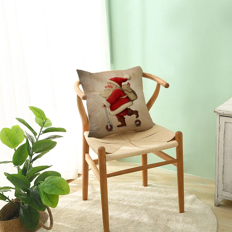 Веселая Рождественская льняная Наволочка на подушку Мягкая Милая подушка для