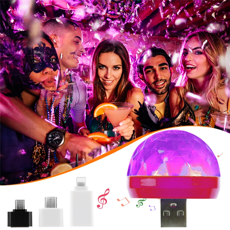 

Disco Ball Night Light RGB Stage Lighting USB Port Colorful Lamp Show Self-propelled Crystal Magic Disco Ball Crystal Lantern