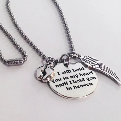 Я буду держать вас в моем сердце Алфавит тег крылья Ребенок отпечаток Шарм брелок