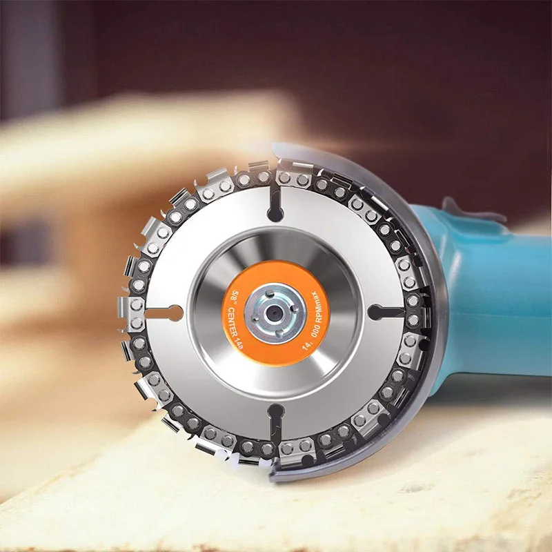 

4 In.Grinder Disc 22-Teeth Steel Chainsaw Blade Wood Carving Disc for Cutting and Shaping, 5/8 inch Arbor, Fits 4 inch or 4-1/2