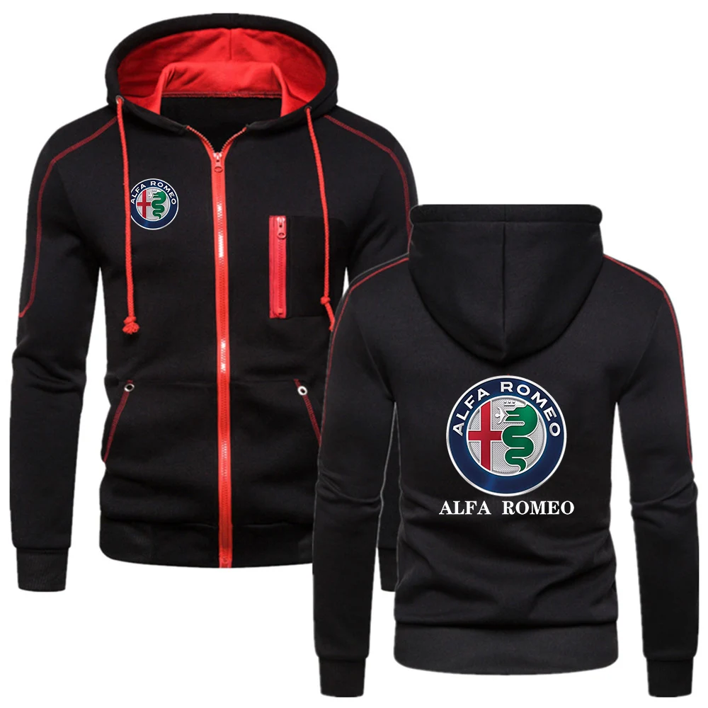 

Unisex Alfa Romeo Male Comfortable Cotton Zipper Hoodie Fitness Sweatshirts Solid Fleece College Style Men Coat Tops
