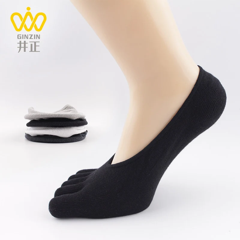 

New Men Summer Cotton Invisible Five Finger Socks Solid Color Thin Shallow Five-toe Socks Business Leather Shoes Boat SockMKB009
