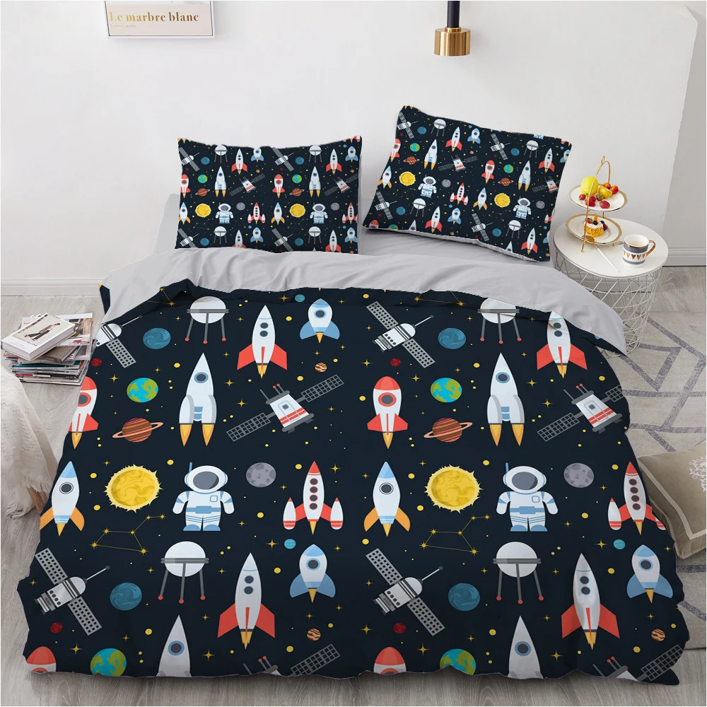 

3D Custom Design Cartoon Quilt Cover Sets Bedclothes Comforther Covers Pillow case King Queen Full Single Size Black Bed linen