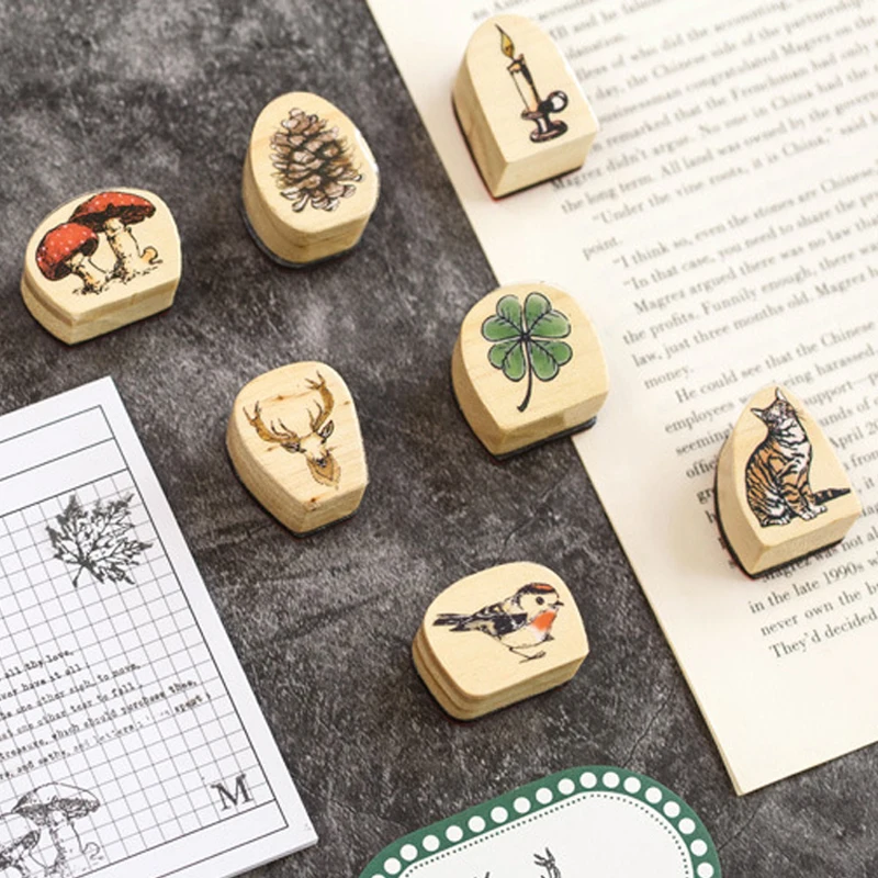 Растения белка Деревянные Резиновые Марки для скрапбукинга поздравительные