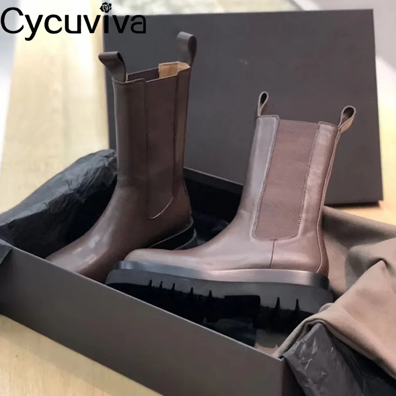 Популярные ботинки челси на толстой подошве женские удобные туфли плоской