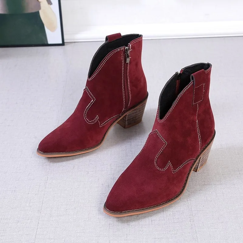 New Female Autumn Boots Ladies Thick Heels High Shoes Large Size Women's Martin Boots Straps Female Casual Heels Leather Boots