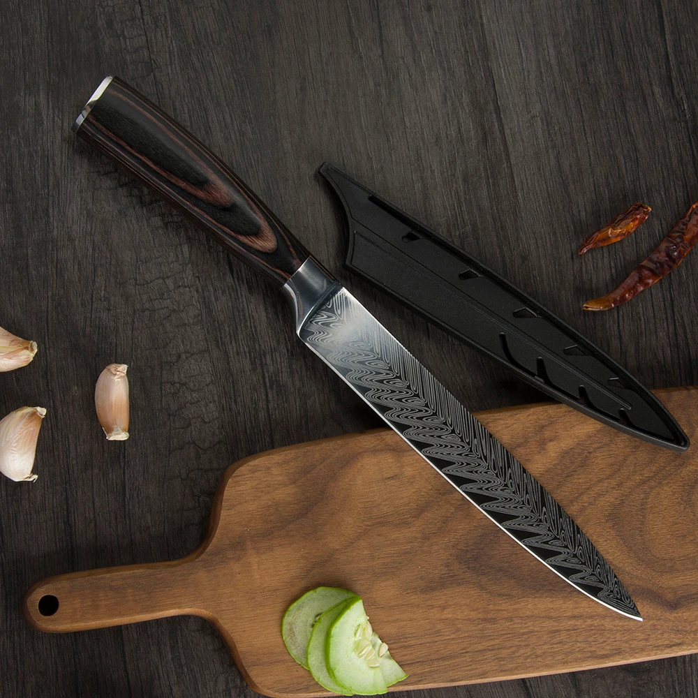 Нож из нержавеющей стали QING 7Cr17 нож высокоуглеродистой с красивым узором набор