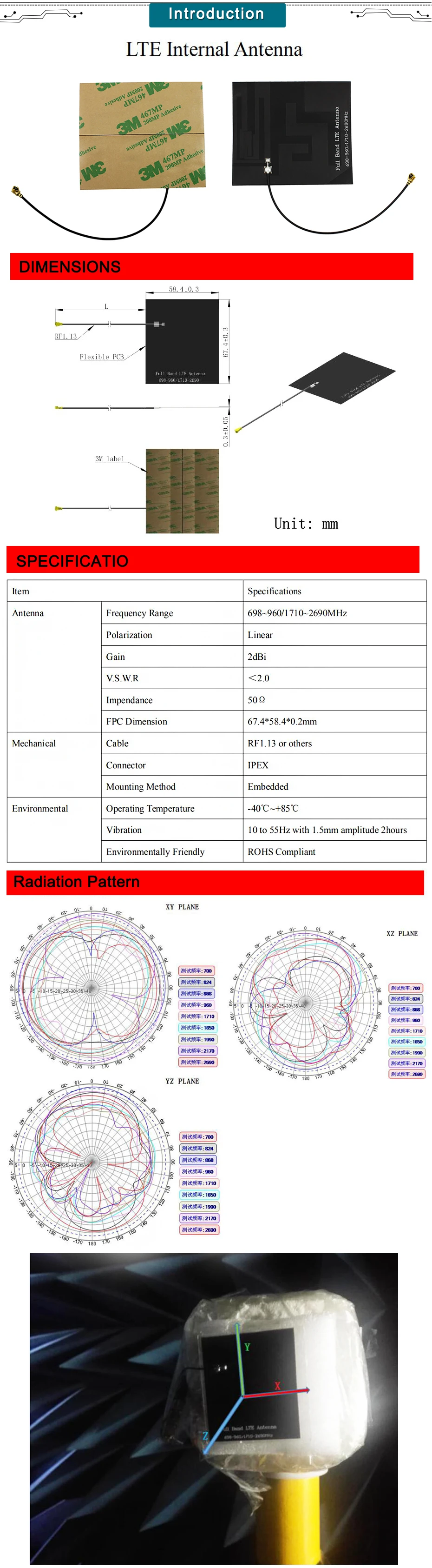Новая NB IoT pcb гибкая антенна, LTE 4G модем антенна с IPEX
