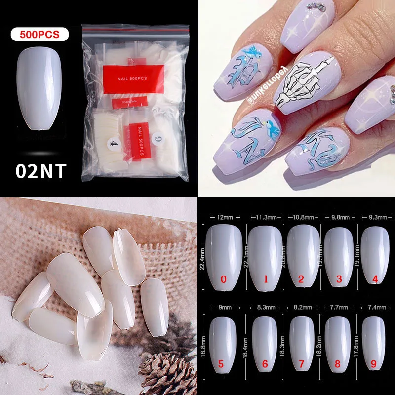 

500 Pcs/bag of Nail Art French Pointed Nail Seamless Nail Ballet Nail Transparent Nail Toe Nail Nail Fake Nails Nail Art