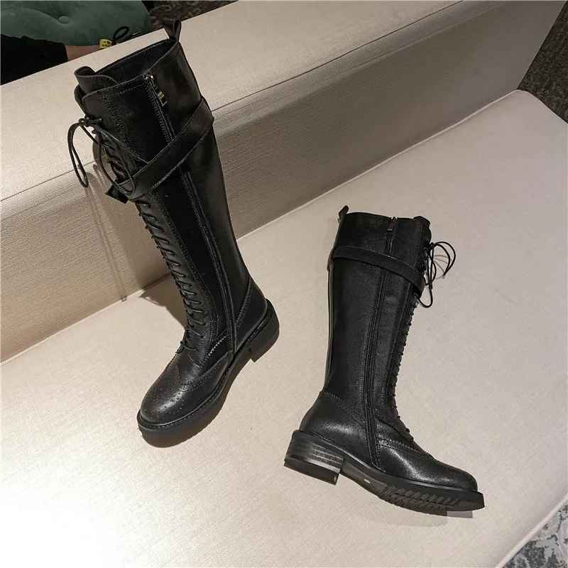 ASUMER/2020 Высококачественная обувь из натуральной кожи Женские сапоги до колена с