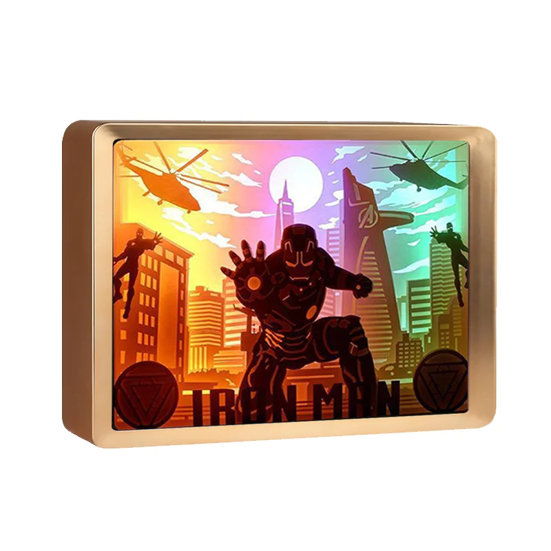 

Led Lamp Shadow Box Frame Superman Spider Paper Cut Light Box Usb Desk Lamp Wall Photo Frame For Home Birthday Gift Boyfriend