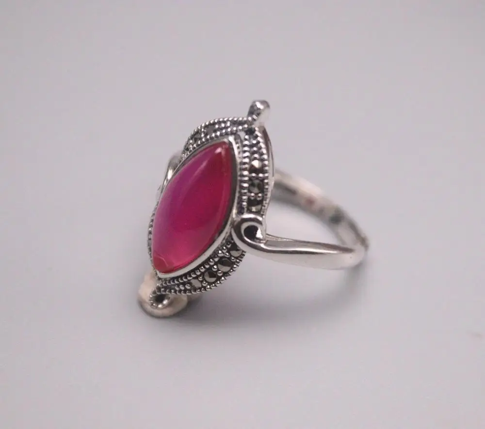 

New Pure 925 Sterling Silver Ring Width 23mm red corundum Lace Ring
