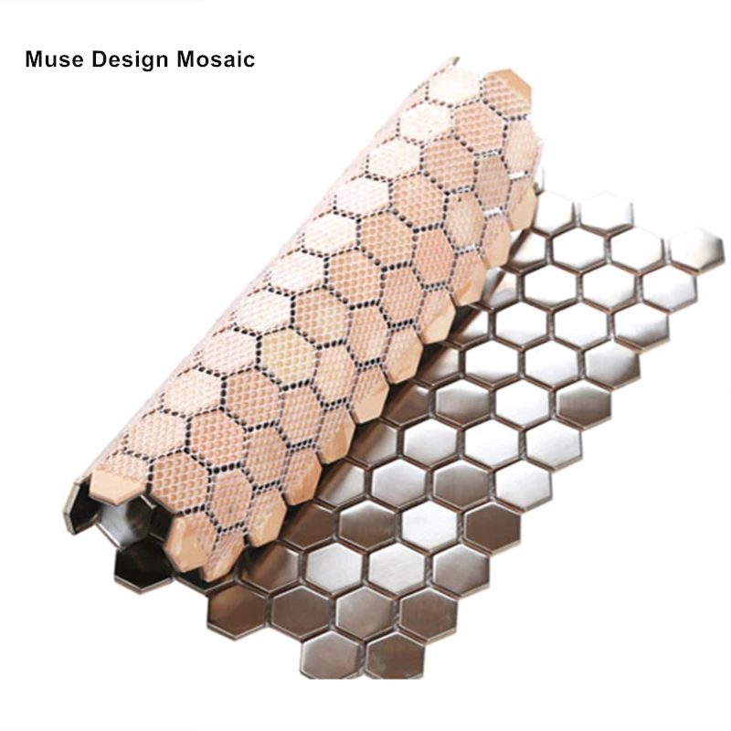 Современный черный матовый микс Глянцевая шестиугольная Мозаика из металла