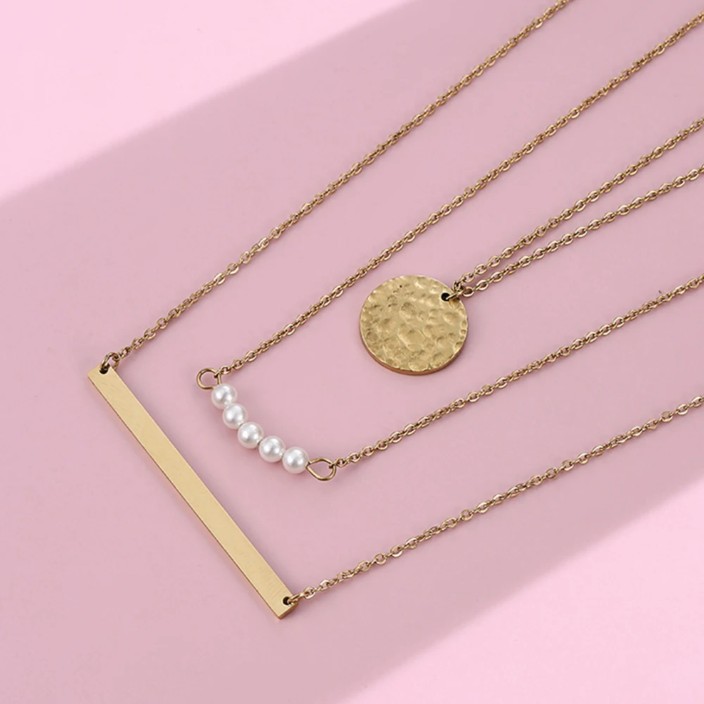 Многослойное длинное ожерелье с подвеской золотого цвета для женщин