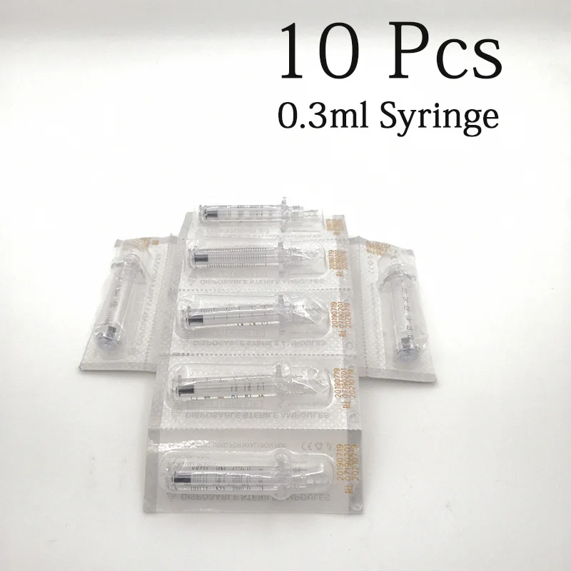 10pc 0.3 Syringe 50 шт., 0,3 мл, гиалуроническая ручка, шприц для инъекций губ, ампула для гиалуроновой ручки, наполнитель для губ, удаление морщин, шприц для инъекций воды - Цвет: 10pc 0.3 Syringe