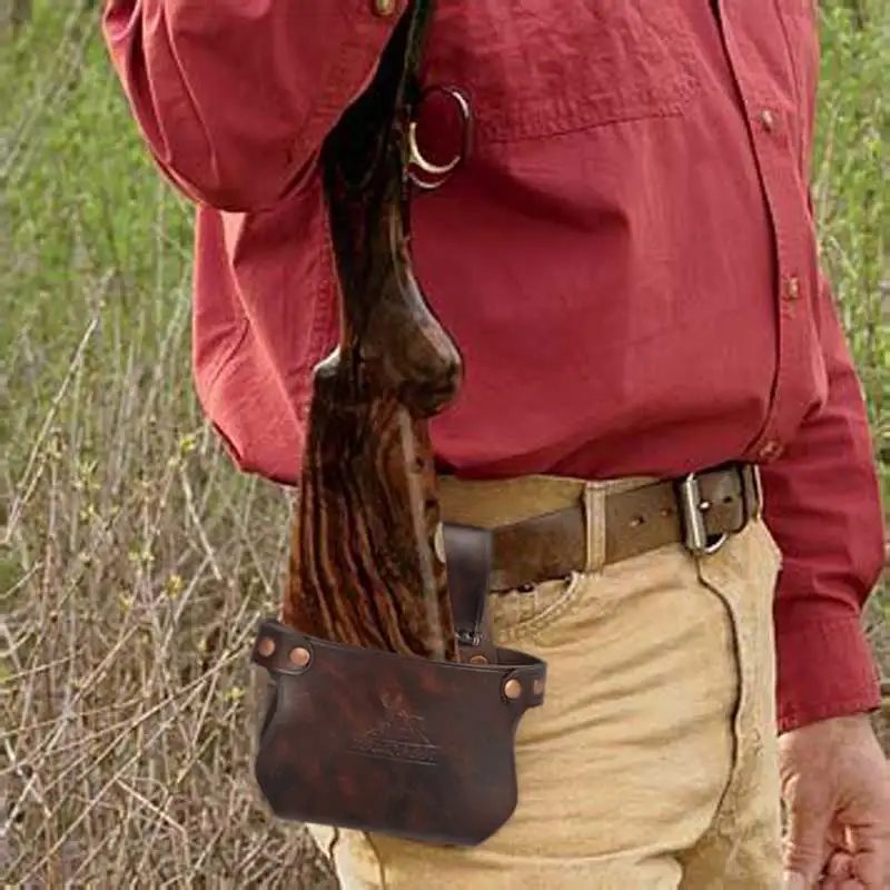 Tourbon-accesorios para pistola de caza táctica, funda para pistola, pistolera, cinturón de cintura para cadera, soporte para Rifle, cuero genuino, color marrón
