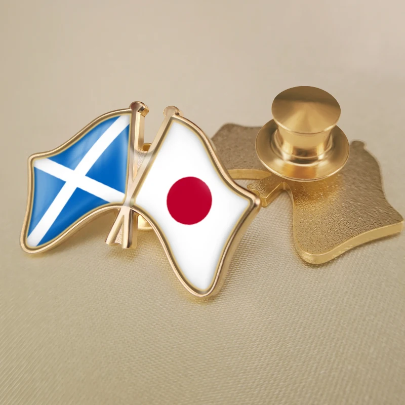 Шотландия и Япония перекрестные двойной флаг дружбы значков на булавке брошь