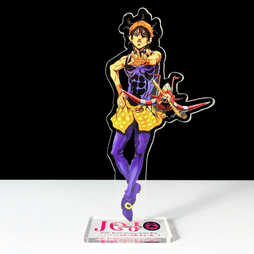 

Anime JOJO Bizarre AdventureAcrylic Keychains Standing Card Giorno Jobana Key Chain FigureCosplay Decoration Keyrings Gift
