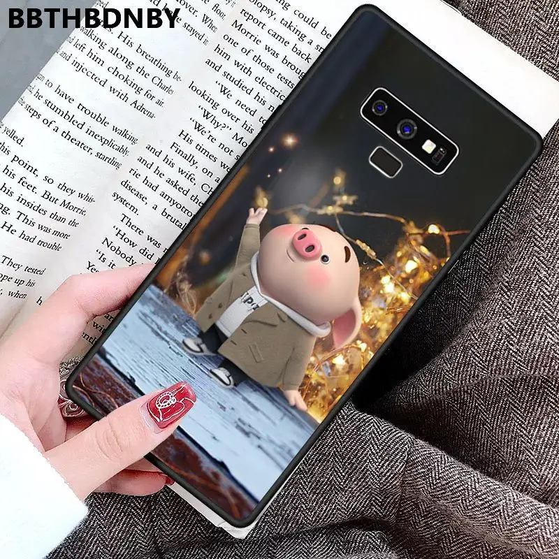 Чехол для телефона со Свинкой черный ТПУ мягкий чехол samsung S9 plus S6 edge S7 S8 S10 plus| |