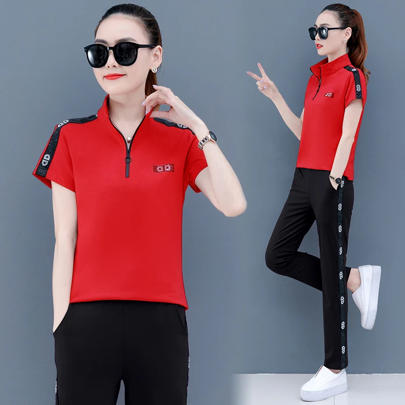 Летние брюки комплект из 2 предметов Свободный Повседневный Топ с коротким