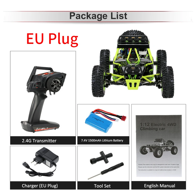 EU Plug Wltoys 12428 1/12 RC Автомобиль 2,4G 4WD электрический матовый гоночный гусеничный RTR Высокоскоростной RC внедорожник автомобиль для подростков - Цвет: EU Plug
